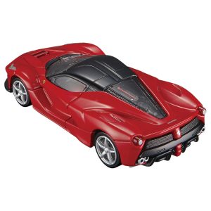 Detailed Ferrari LaFerrari toy model in vibrant red with black accents and realistic features.