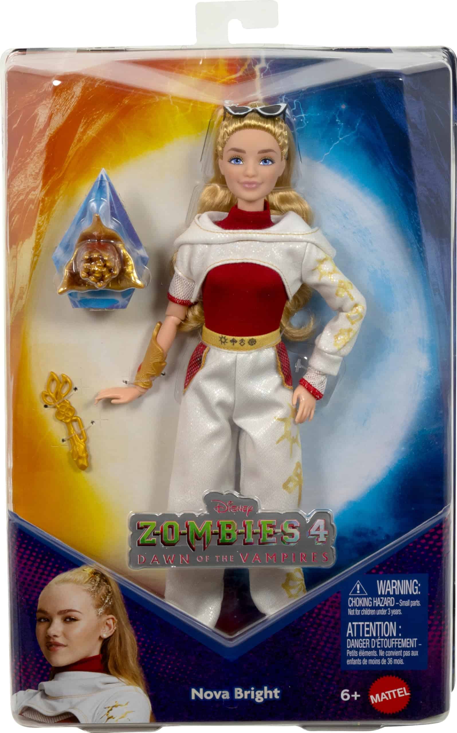 Nova Bright doll from Zombies 4, featuring stylish outfit and fun accessories for imaginative play.
