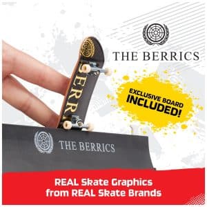 Fingerboard tricks featuring REAL skate graphics from The Berrics; exclusive product promotion.