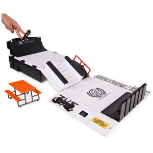 Stylish fingerboard skatepark with ramps, stairs, and obstacles for skillful tricks and fun.