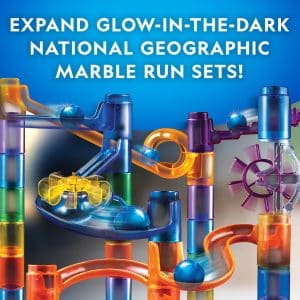 Vibrant glow-in-the-dark marble run for kids, featuring fun colors and interactive design.