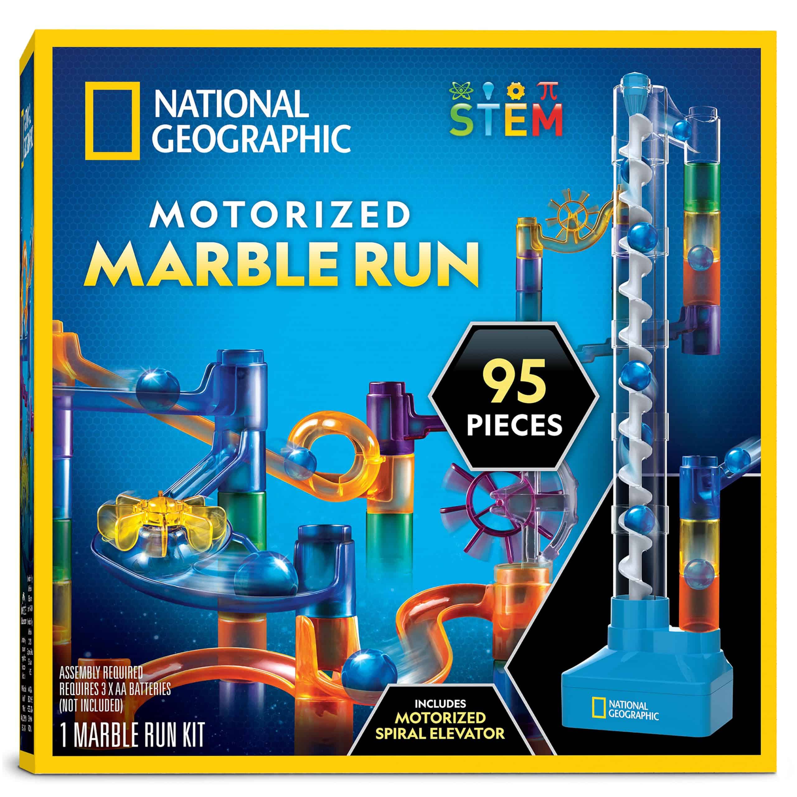 Explore creativity and learning with the National Geographic Motorized Marble Run STEM toy!