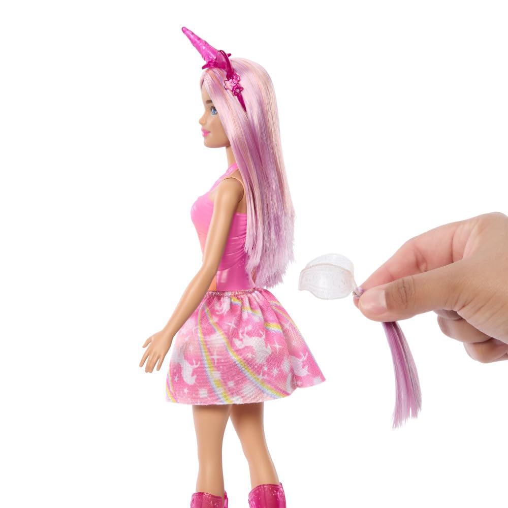 Barbie Unicorn Doll with Pink Fantasy Hair, Colorful Outfit & Unicorn-Themed Accessories - Image 6