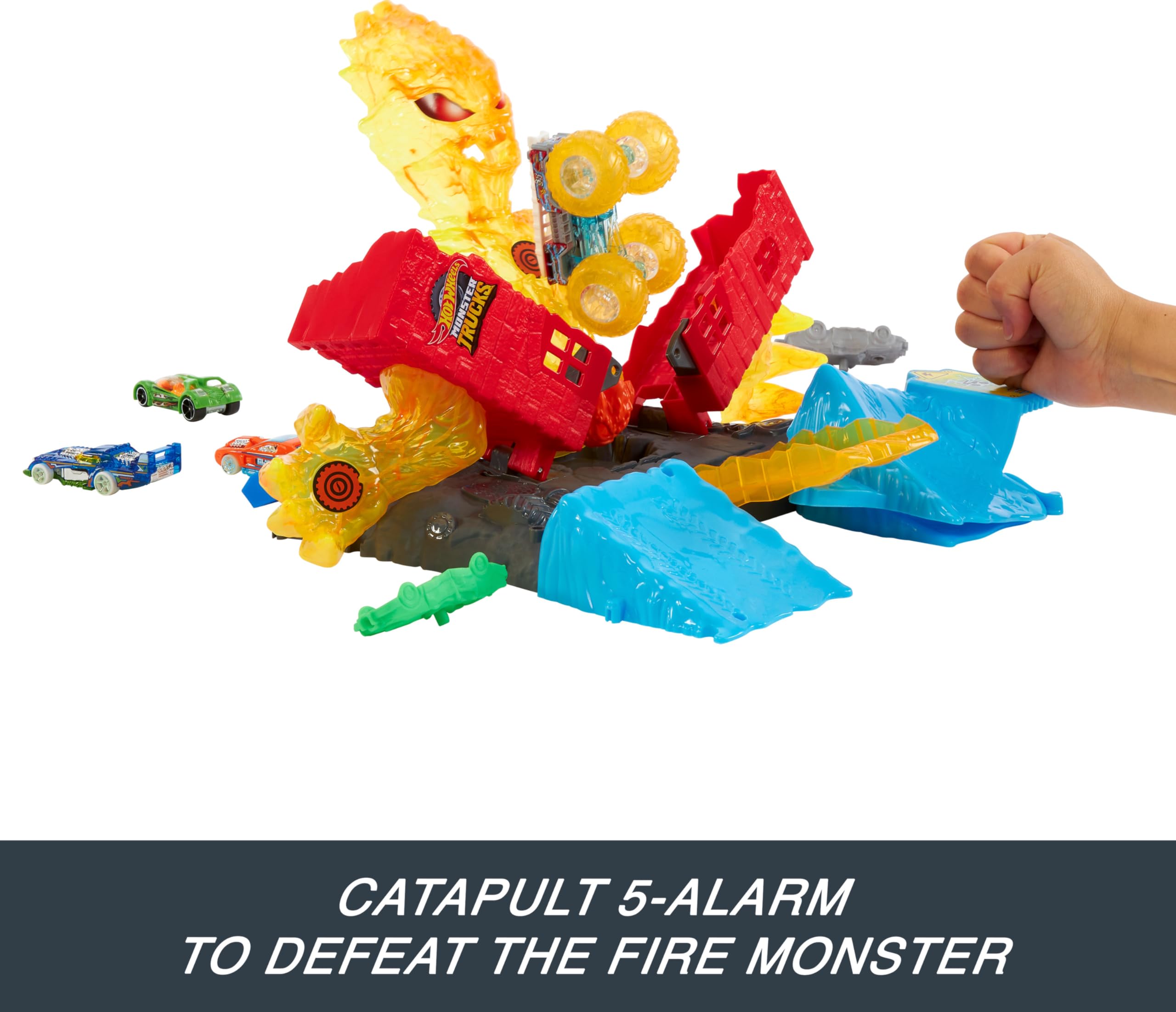 Hot Wheels Monster Trucks Arena Smashers Semi Finals Playset Interlocking Playset with 1 Hot Wheels Monster Truck and 2 Broken Cars HTP39 - Image 6