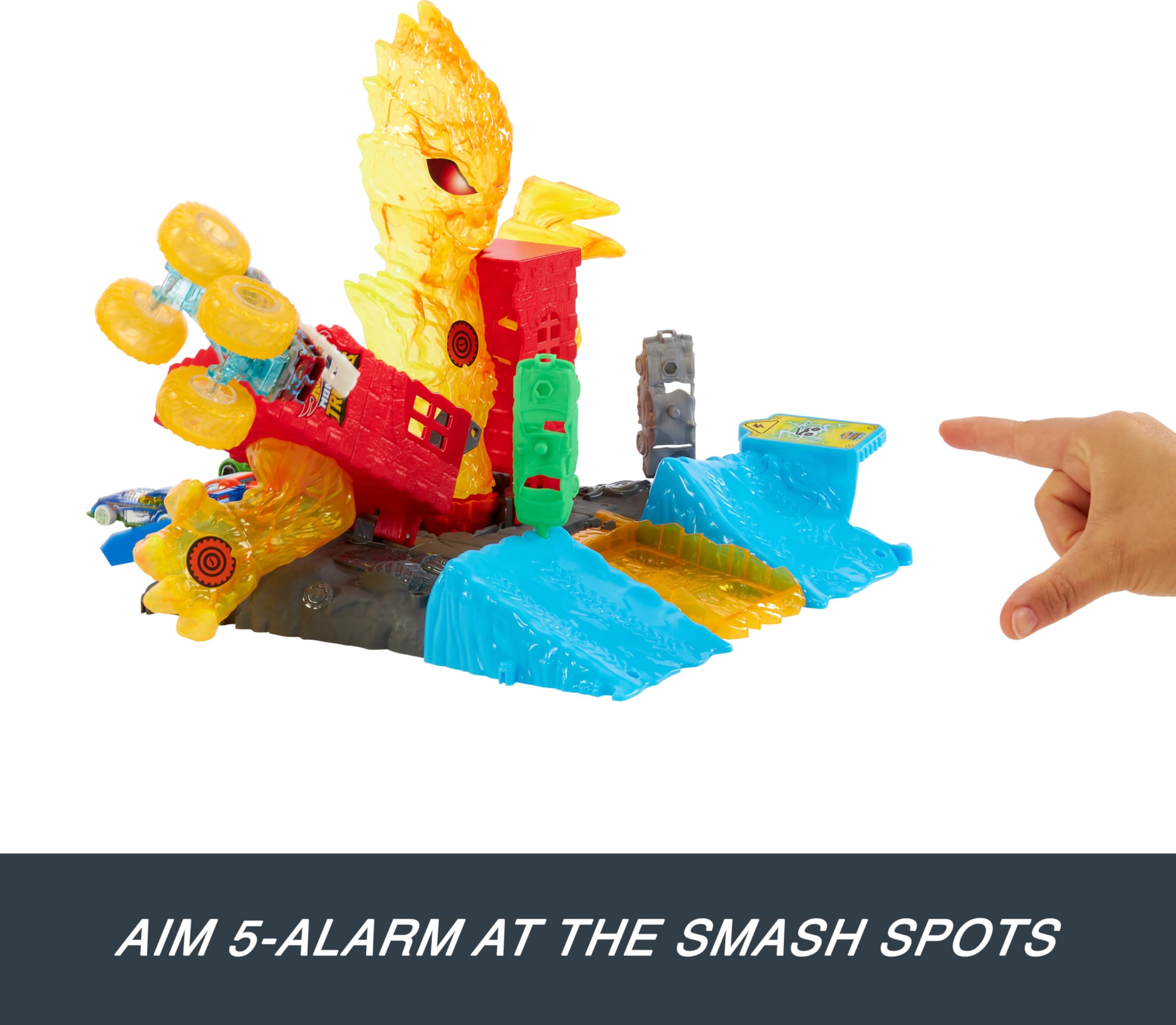 Hot Wheels Monster Trucks Arena Smashers Semi Finals Playset Interlocking Playset with 1 Hot Wheels Monster Truck and 2 Broken Cars HTP39 - Image 2