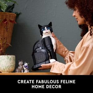 LEGO Ideas Tuxedo Cat Statue Set for Adults, DIY Creative Model Building Kit for Animal Lovers and Pet Owners, Home or Office Desk Décor Idea for Women and Men 21349