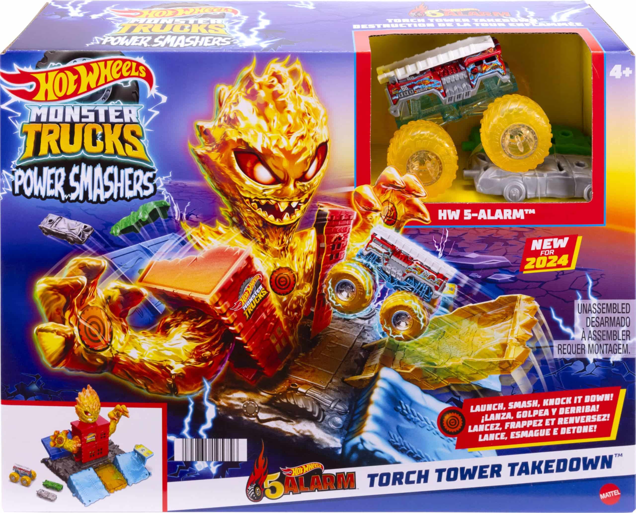 Hot Wheels Monster Trucks Arena Smashers Semi Finals Playset Interlocking Playset with 1 Hot Wheels Monster Truck and 2 Broken Cars HTP39 - Image 4