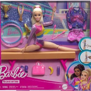 Barbie Gymnastic Fun Play Set with Balance Beam and Over 10 Thematic Matching Pieces for Victory Stories, HRG52