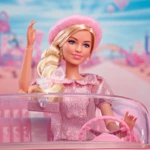 Barbie The Movie Doll, Margot Robbie as Barbie, Collectible Doll Wearing Pink Blouse & Skirt Tutu Outfit, with Styled Hair & Matching Jewelry