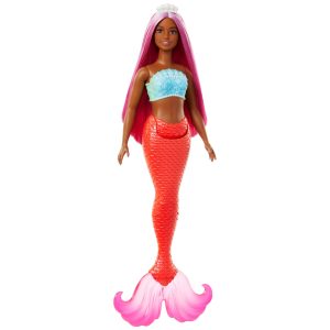 Barbie Mermaid Dolls with Fantasy Hair and Headband Accessories, Mermaid Toys with Shell-Inspired Bodices and Colorful Tails
