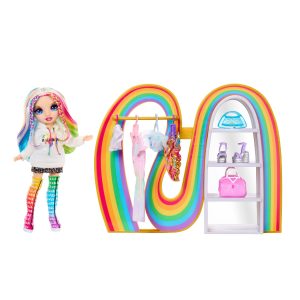 Rainbow High Amaya’s Rainbow Closet Playset + Exclusive Rainbow Doll, Bonus Fashion and Shoes, Purses, Hangers, Clothes Rack, Shelves, Kids Gift Ages 4+