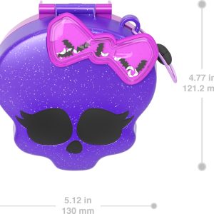 Polly Pocket Monster High Playset with 3 Micro Dolls & 10 Accessories, Opens to High School, Collectible Travel Toy with Storage