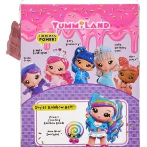 Yummiland Large Doll and Lip Gloss Pet - Skyler Rainbow Belt, Comes with DIY Kit, Suitable for Children Ages 4+