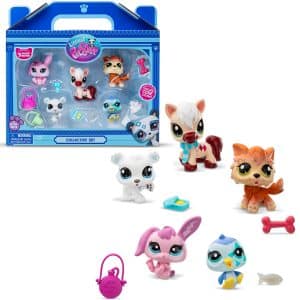 Littlest Pet Shop Bandai Series 2 Collectors 5 Pack Winter Besties | The Pack Contains 5 LPS Mini Pet Toys 7 Accessories 1 Collector Card and 1 Virtual Code | Collectable Toys for Girls and Boys