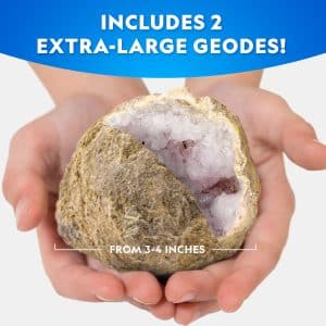 National Geographic Jumbo Geodes Kit – Break Open 2 Large Geodes with Crystals Inside, Earth Science Kit for Kids, Geology Activity for Boys and Girls, STEM Rock and Mineral Toy
