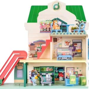 Bluey Supermarket Playset, 3 Different Levels with Exclusive Bluey and Bingo Figures. Includes Working Escalator, 24 Sounds and 15+ Play Pieces Plus Fun Intercom, Over 40cm (15") Tall.