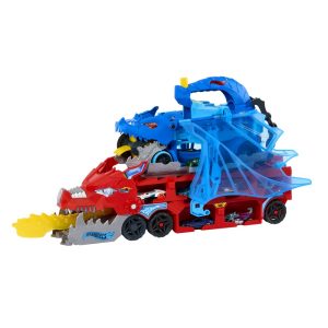 Hot Wheels City Toy Car Track Set, Ultimate Dual Dragon Transporter & 2 Die-Cast Cars, Large-Scale Dragon & Detachable Dragon, Stores 20+ Vehicles