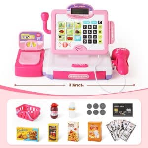 BAODLON Pretend Play Calculator Cash Register Toy for Kids, Ages 3-8, Grocery Store Theme