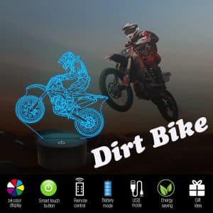 Dirt Bike 3D Night Light, Motocross Illusion Hologram Bedside Lamp 16 Color Changing with Remote Control, LED Cool Novelty Birthday Boy Kid Outdoor Sports Lover Collection Present