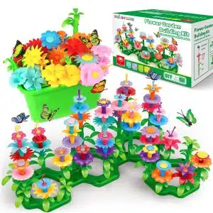 SpringFlower Gifts Toys for Girls 3 4 5 6 7 Years Old, Flower Garden Building Kit with Storage case,Educational STEM Toy and Preschool Garden Play Set for Toddlers, 148pcs