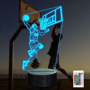 Basketball Player Ammonite 3D Lamp Night Light 3D Illusion lamp for Kids, 16 Colors Changing with Remote, Kids Bedroom Decor as Xmas Holiday Birthday Gifts for Boys Girls Basketball Fan