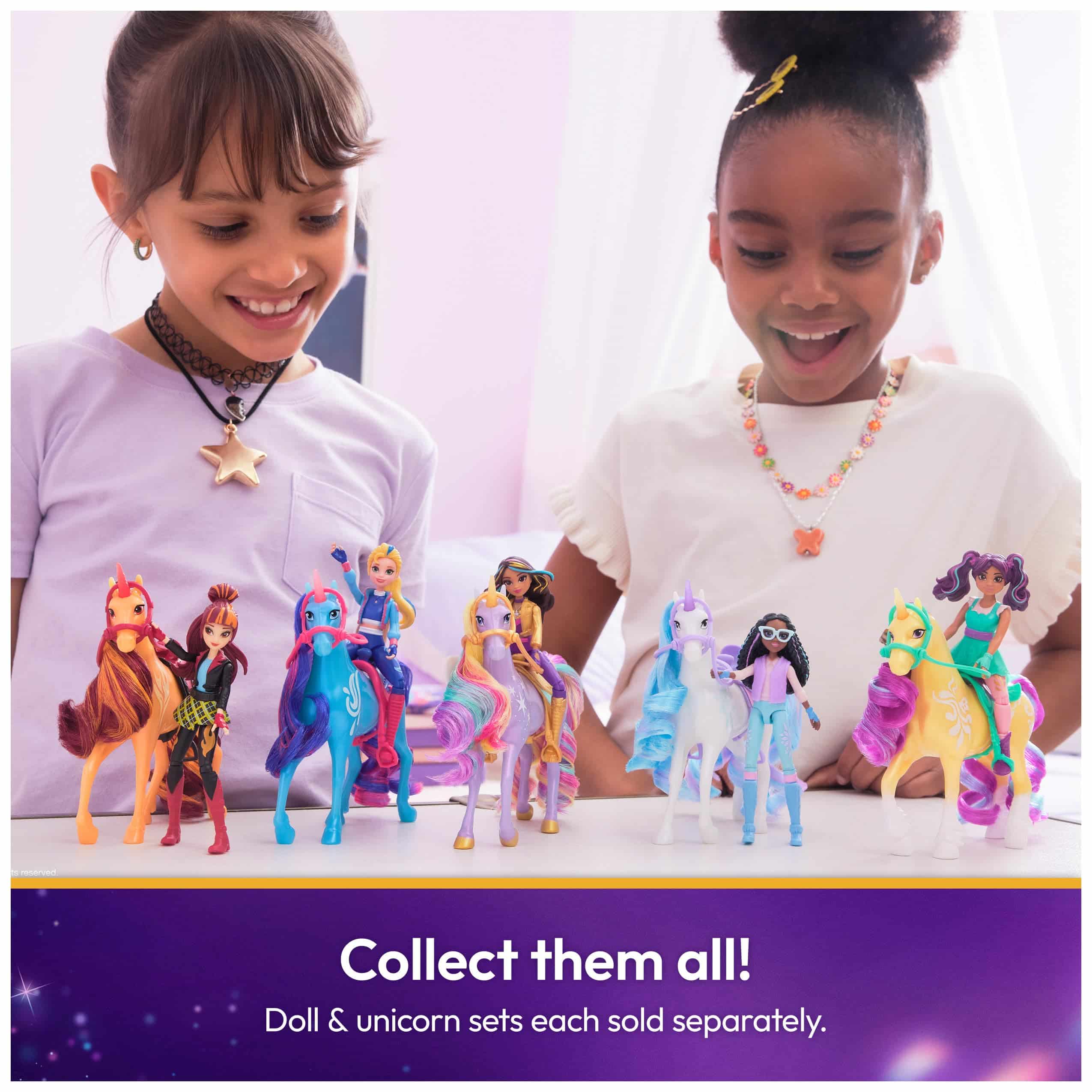 Unicorn Academy, Valentina & Cinder Set with 2 Riding Accessories and Hair Styling Tool, Dolls and Unicorn Toys for Girls Aged 4 and up - Image 8