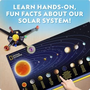National Geographic Glow-in-The-Dark Solar System Model Kit for Kids - Build & Paint a 3D Planetary Model with Movable Arms, STEM Projects for Kids Ages 8-12, Space Themed Bedroom Decor