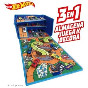 Hot Wheels Cars Case Garage Box Playmat – 3-IN-1 Collapsible Car Toys Storage Box with Speed Roads I Toy Car Storage (Cars Not Included)