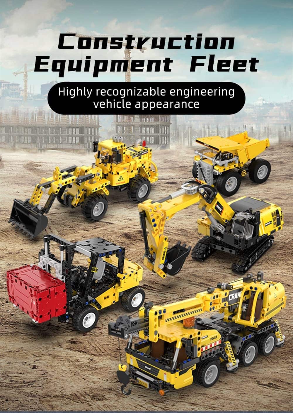 CaDA 372pcs Technical Series Heavy Engineering Truck Bricks Model, Small Simulation Construction Vehicle Building Toy - Image 4