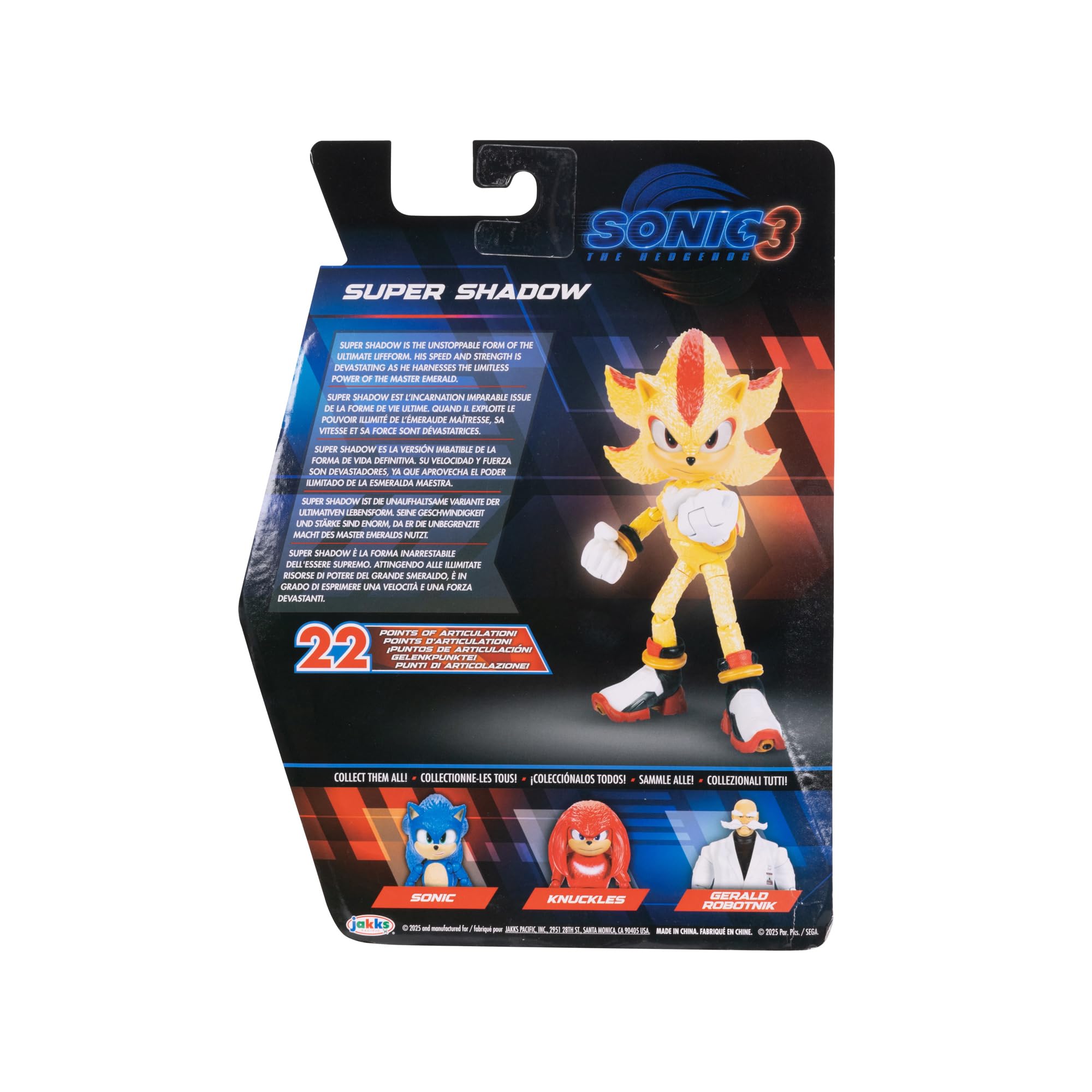 Sonic The Hedgehog Sonic 3 Movie Super Shadow Action Figure by Jakks Pacific 13 cm Tall Highly Poseable for Boys/Girls Officially Licensed Sonic 3 Movie, Recommended Age 3+ - Image 7