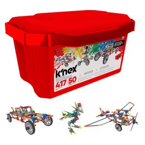 K'nex Basic Fun Creation Zone Building Set 417 Pieces Construction STEM Toy Tub with 50 Model Ideas for Kids Age 7+