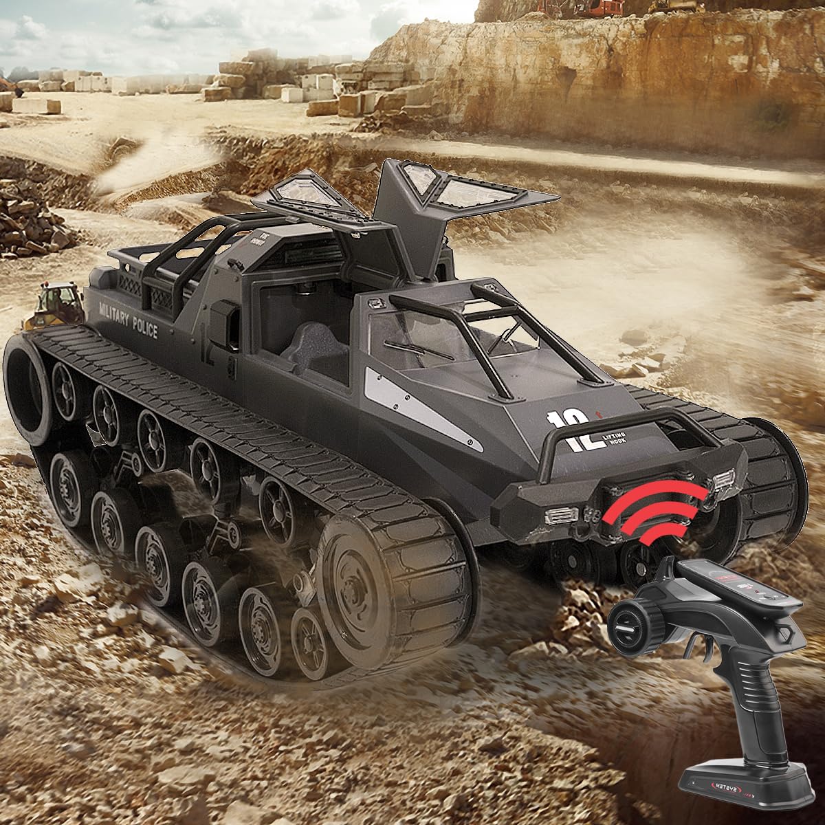 Mostop RC Tank 2.4Ghz Remote Control Crawler High Speed Tank Off-Road 4WD RC Car 2.4 Ghz RC Army Truck 1/12 Drift Tank RC Tank for Kids Adults - Image 6