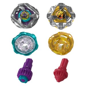 Hasbro Beyblade X Calibur Samurai 6-70M BX & Obsidian Shell 3-85S BX Takara Tomy Dual Pack Set with 2 Clockwise Spinning Tops, Battle Spinner Toy, from 8 Years