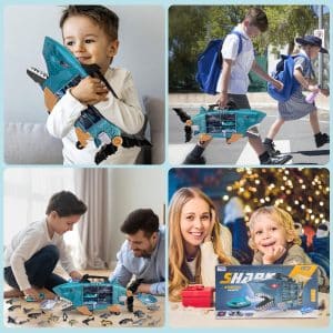 Shark Toys with led, Music Ocean Animals Toys, Shark Truck 2pcs Toy Trucks, Shark Cars,18pcs sea Animal for 3+ Year Old Kids
