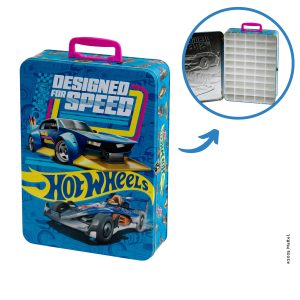 Theo Klein 2881 Hot Wheels Storage Case I Metal Suitcase for up to 50 Cars I Practical Compartments I Toy for Children Aged 3 Years and up
