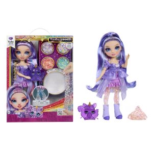 Rainbow High Rainbow Shimmers with Slime – Violet, Purple 27cm Fashion Doll, Create a Rainbow Doll, Slime Kit, Pet Squirrel, Kids Gift 4+