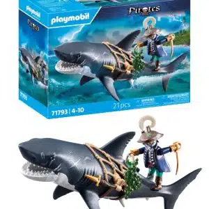 PLAYMOBIL Pirates 71793 Danger by Giant Shark Pirate Toy Figures Toy for Children from 4 Years