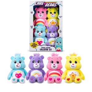 Basic Fun Care Bears Treasure Chest: Set of 4 Beanie Plush Toys, Soft & Cuddly, Perfect for Collecting & Playing, Suitable for Boys & Girls from 3 Years