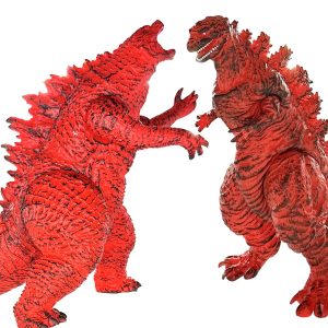 TwCare Set of 2 Monster Legendary Fire Shin Figure Flaming King of The Monsters Toys, Movable Joints Burning Action Movie Dragon Dinosaur Series Soft Vinyl, Carry Bag
