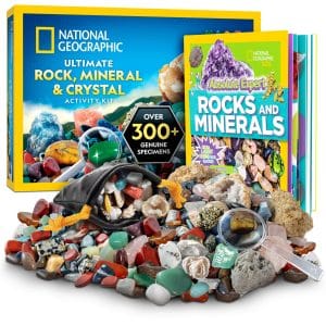 National Geographic Rocks, Fossils & Minerals Kit – 200+ Piece Set with Real Fossils, Rocks, Gemstones, Crystals & Much More, Plus Learn More with Absolute Expert: Rocks & Minerals Full-Color Book