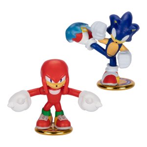 AKEDO Sonic the Hedgehog Versus Pack with Sonic and Knuckles, Mini Collectable Battling Action Warriors, 2.25 Inches Tall, Contains 2 Battle Controllers