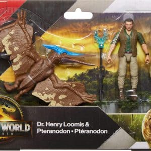 Mattel Jurassic World Rebirth Human & Dinosaur Figure Pack, Dr Henry Loomis & Pteranodon, Movie Accurate 3.75 Inch Scale, Posable Collectible