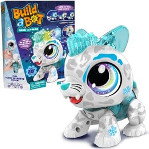 Build-a-Bot: Snow Leopard | Build Your Own Interactive Pet Snow Leopard | Easy Click 'n' Create System | 20+ Piece STEM Robot Kit for Kids | for Ages 4+