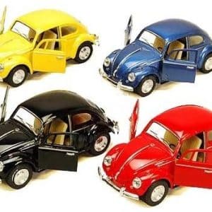 Set of 4: 5" Classic 1967 Volkswagen Beetle 1:32 Scale (Black/Blue/Red/Yellow) by Kinsmart