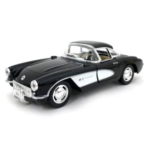 Set of 4: 5 1957 Chevy Corvette 1:34 Scale (Black/Blue/Red/White) by Kinsmart