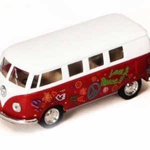 Kinsmart 1962 Volkswagen Classic Bus with Decals, Set of 4 5060DF - 1/32 Scale Diecast Model Toy Cars
