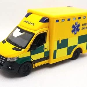 KiNSMART - Mercedes-Benz Sprinter Cargo Van 1:48 O Scale 5" Die Cast Metal Model Toy Van, Pull-Back Action (Ambulance Euro)