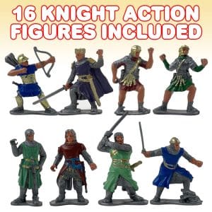 ArtCreativity Knight Action Figures for Kids, Set of 8, Free-Standing Figurines With Realistic Details, Medieval Party Decorations and Cake Toppers, Party Favors for Boys and Girls