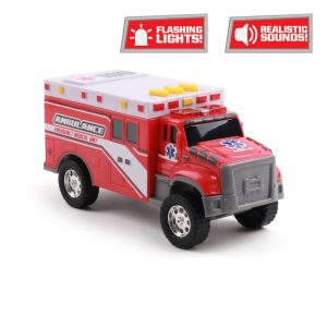 Mighty Fleet Toughest Minis 5" Tough Cab Ambulance Toy w/Lights & Sounds, Realistic Design & Batteries Included - Age 3+