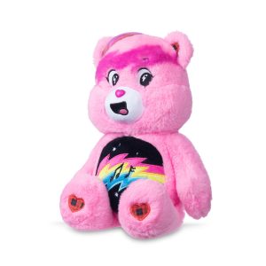 Basic Fun Care Bears 22 cm Rock Theme Plush - Cheer Bear - Environmentally Friendly Collectible with Vivid Design - for Kids & Fans